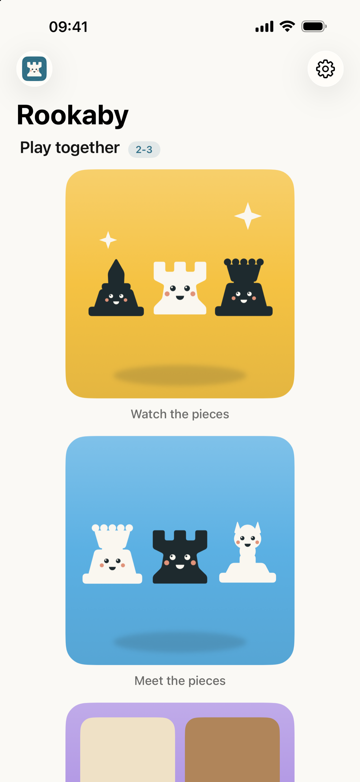 Rookaby on iPhone: the same shelf, one column wide